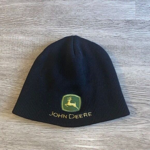 John Deere Beanie Winter Knit Hat Cap Black OSFA Kids - Picture 1 of 2